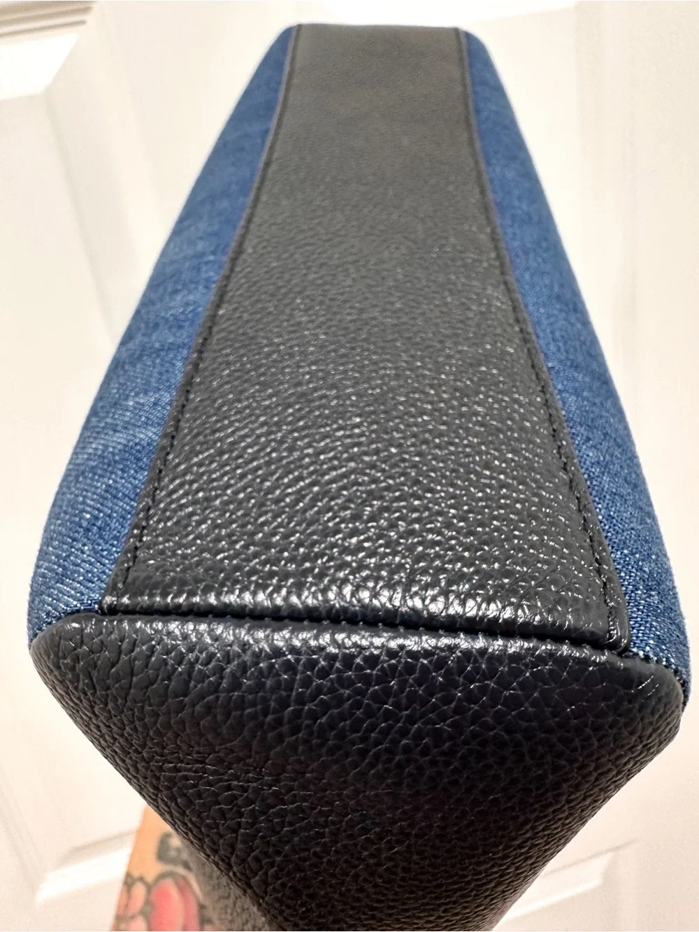 Coach Satchel Bag Kelsey‎ Denim Colorblock Black Pebbled Leather